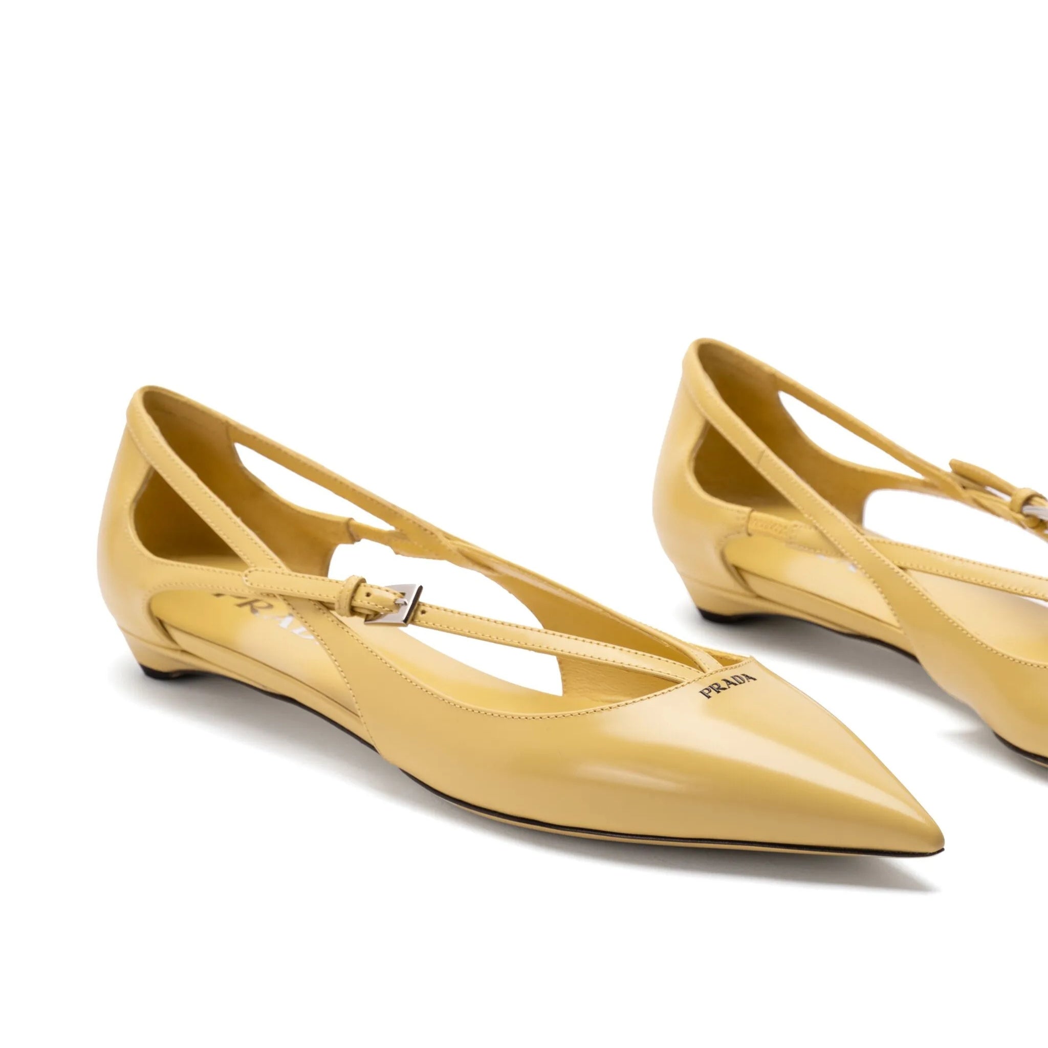 Prada brushed-leather cut-out ballerina shoes