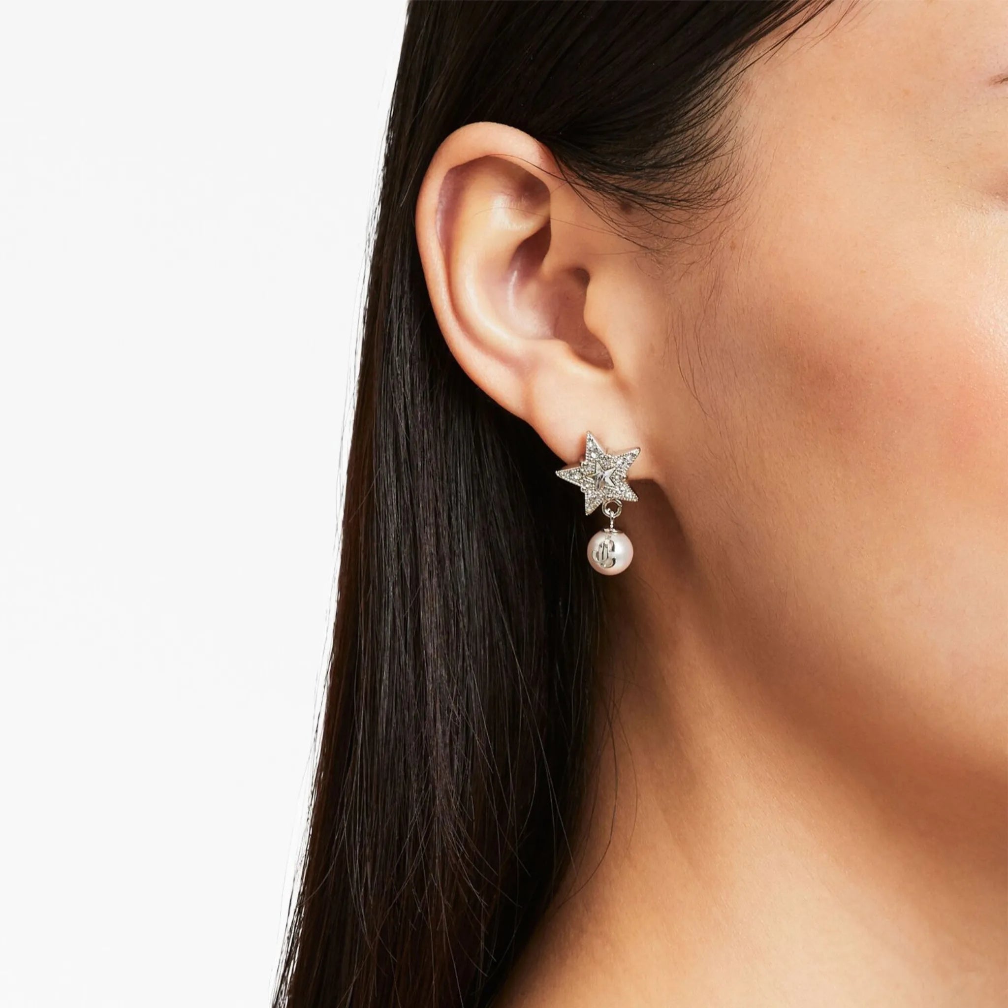 Jimmy Choo Crystal Star debossed-logo earrings