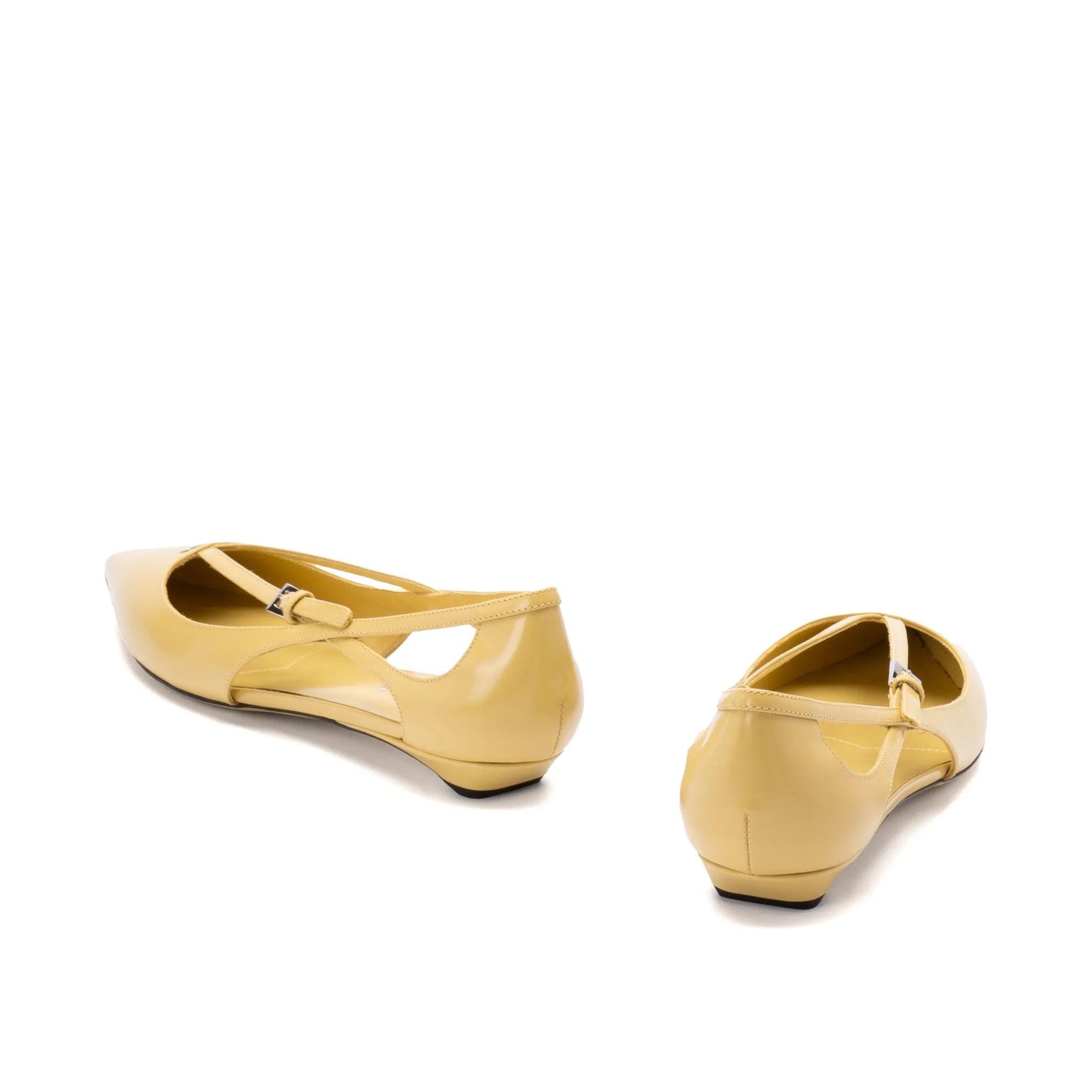 Prada brushed-leather cut-out ballerina shoes