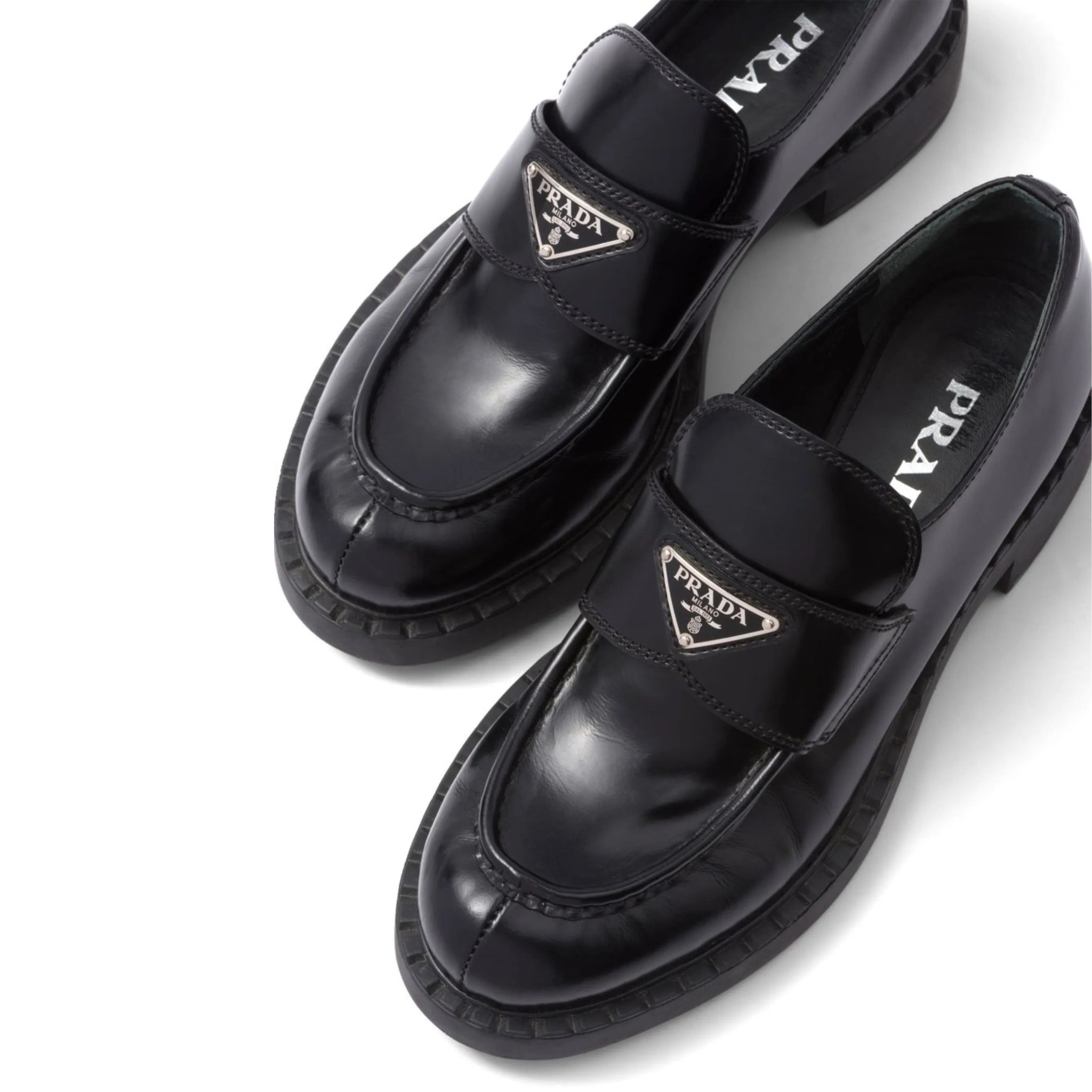 Prada Chocolate brushed leather loafers