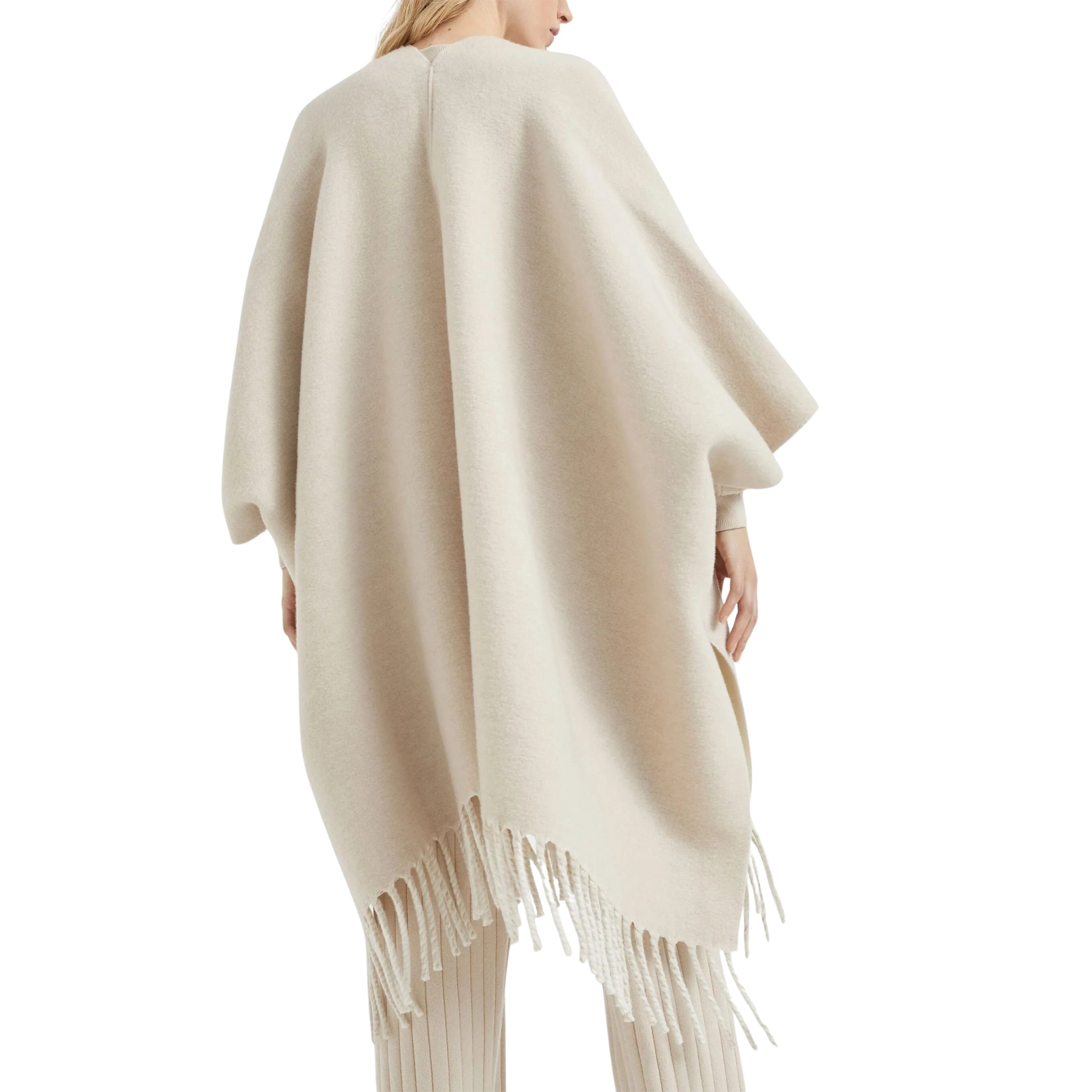 Brunello Cucinelli fringed-edge double knit cape