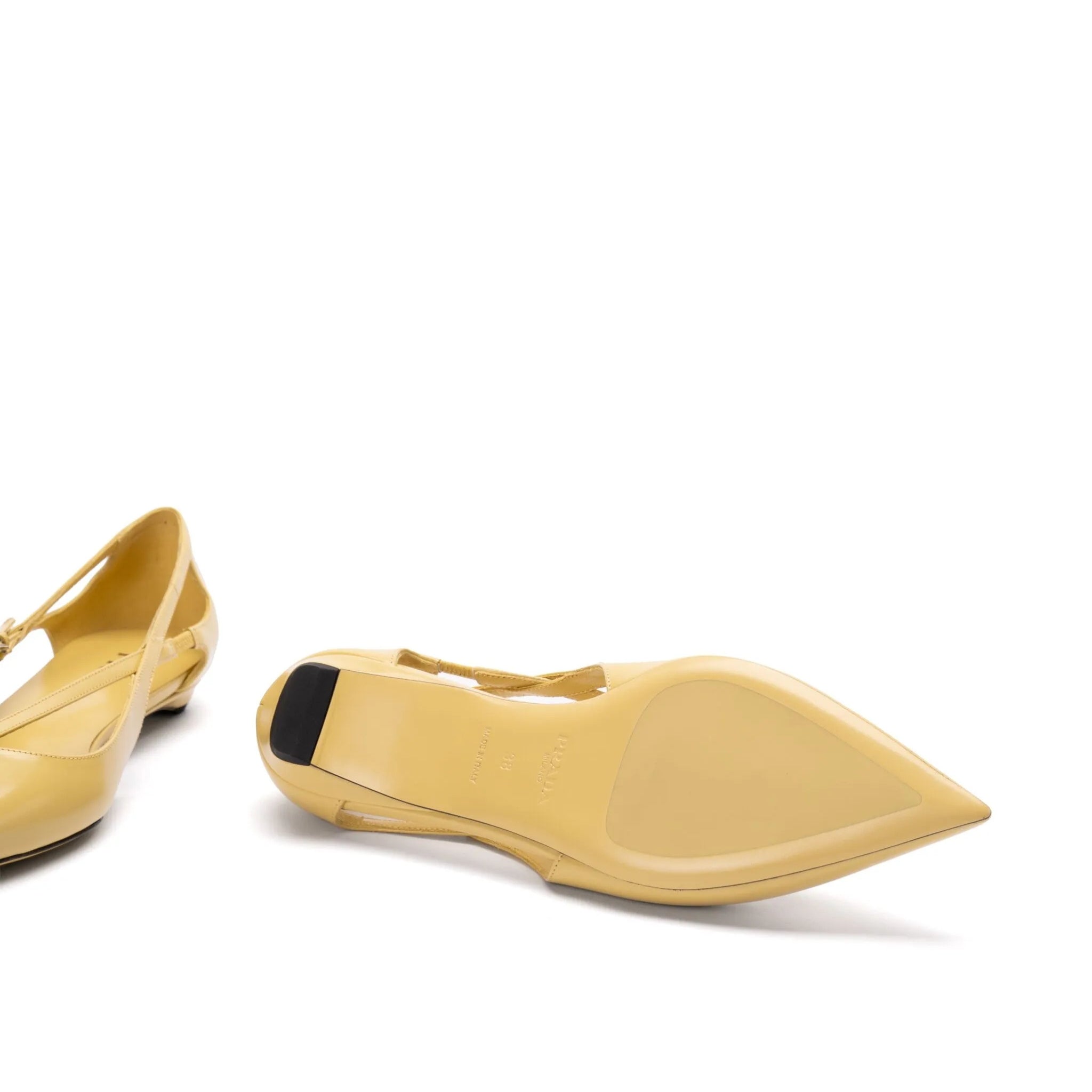 Prada brushed-leather cut-out ballerina shoes