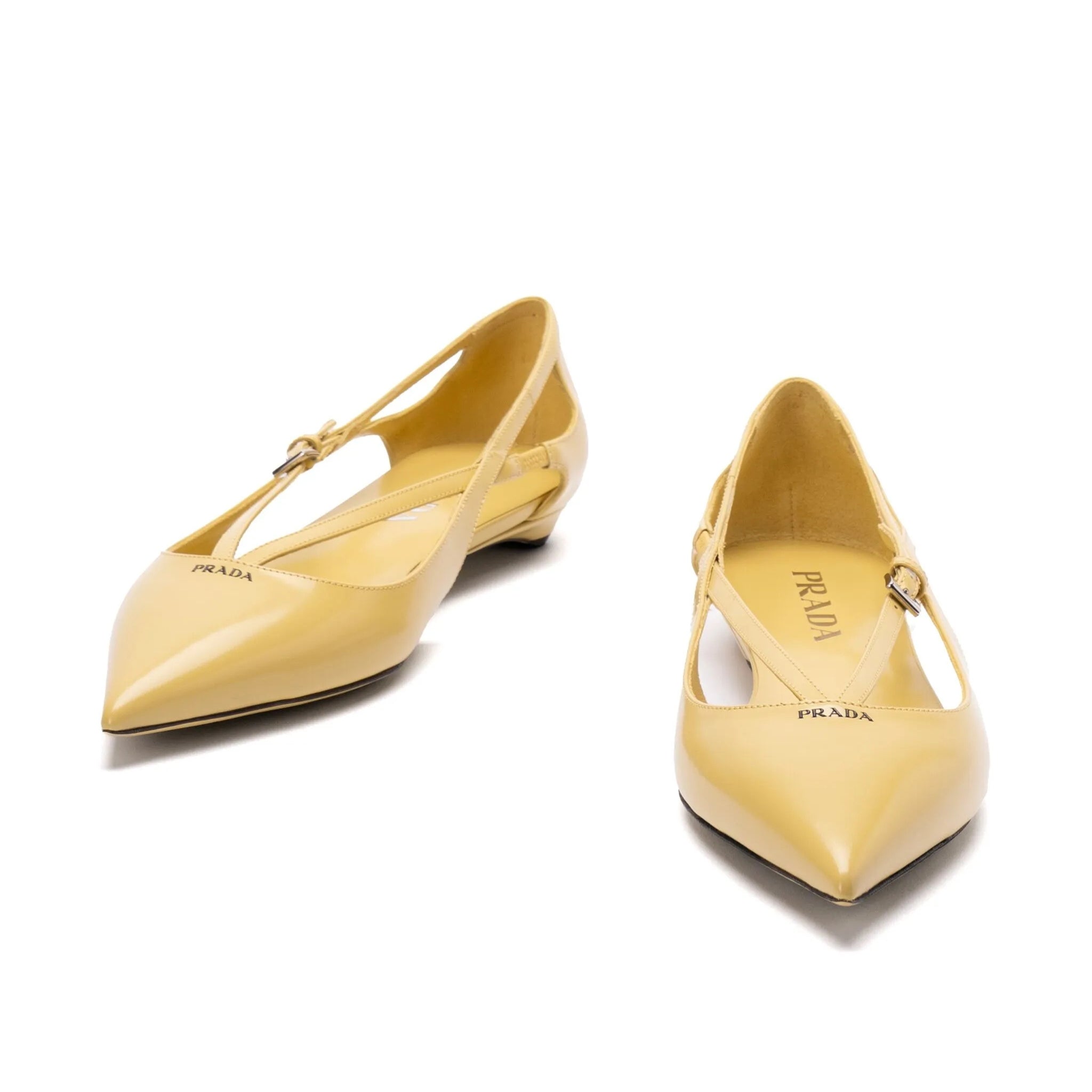 Prada brushed-leather cut-out ballerina shoes
