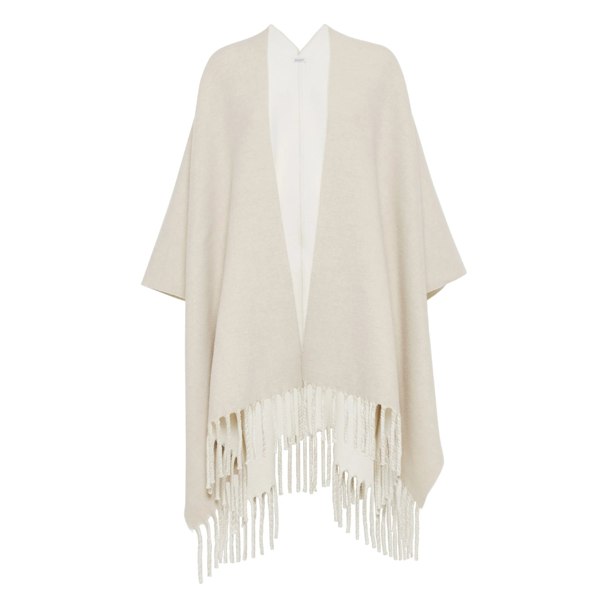 Brunello Cucinelli fringed-edge double knit cape