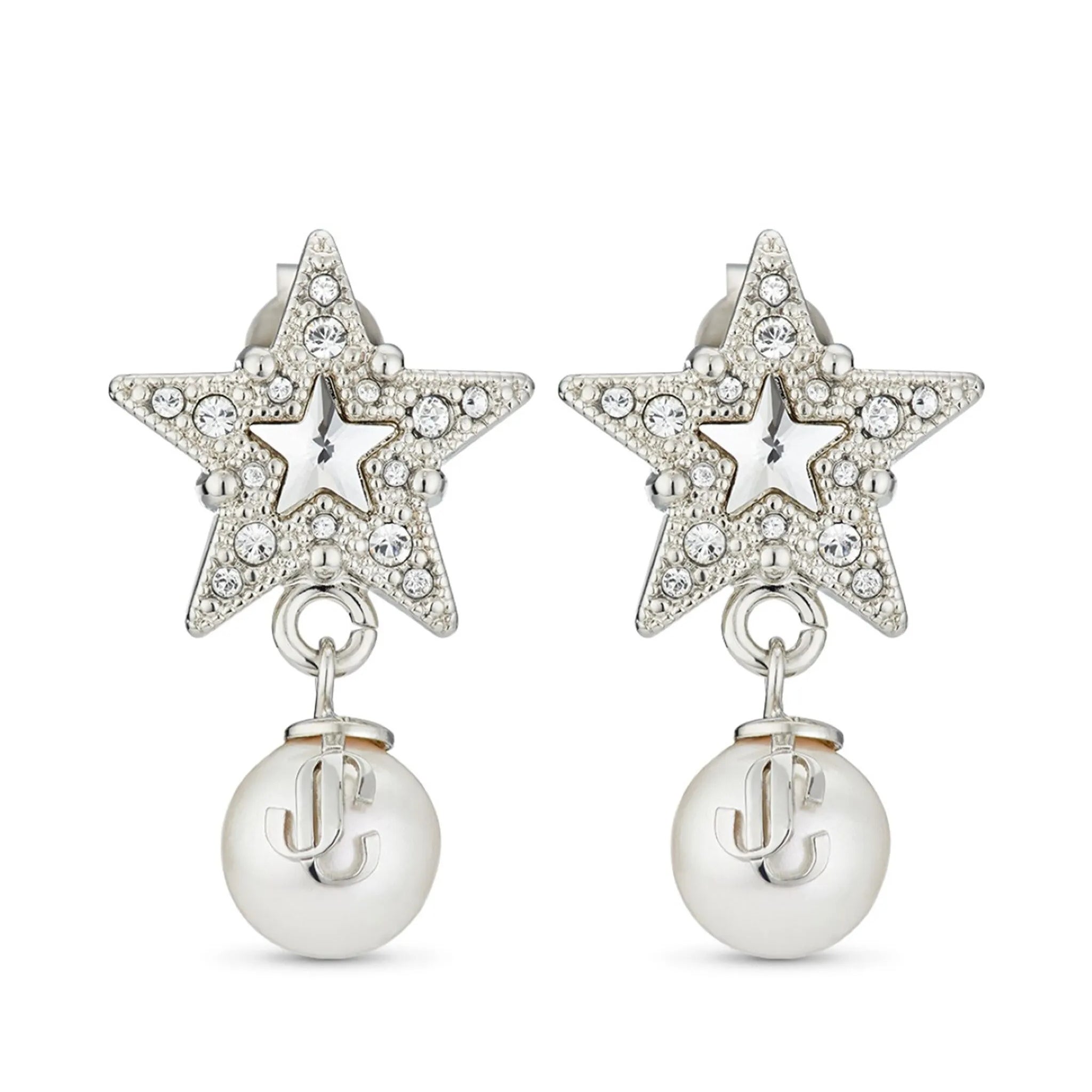 Jimmy Choo Crystal Star debossed-logo earrings