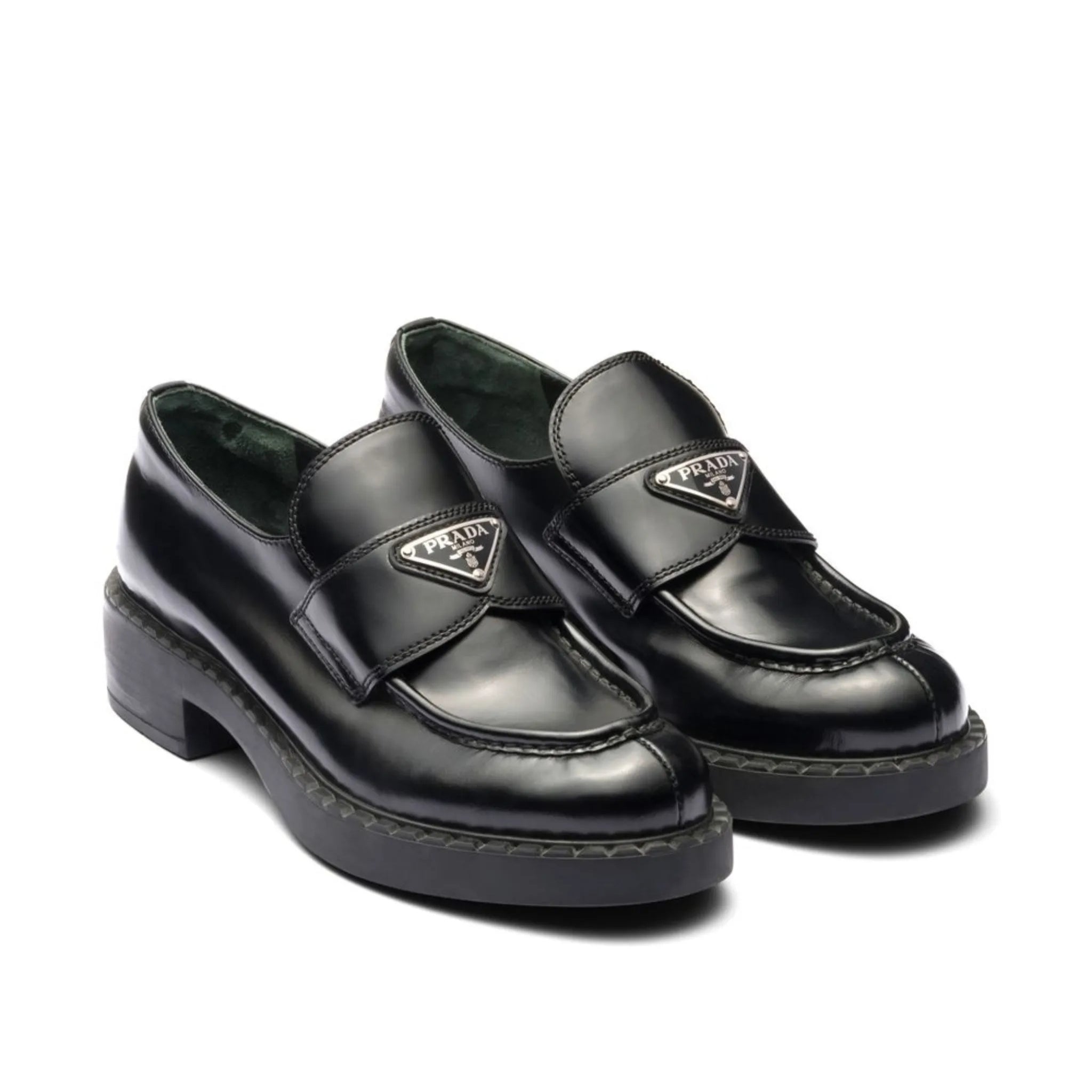 Prada Chocolate brushed leather loafers