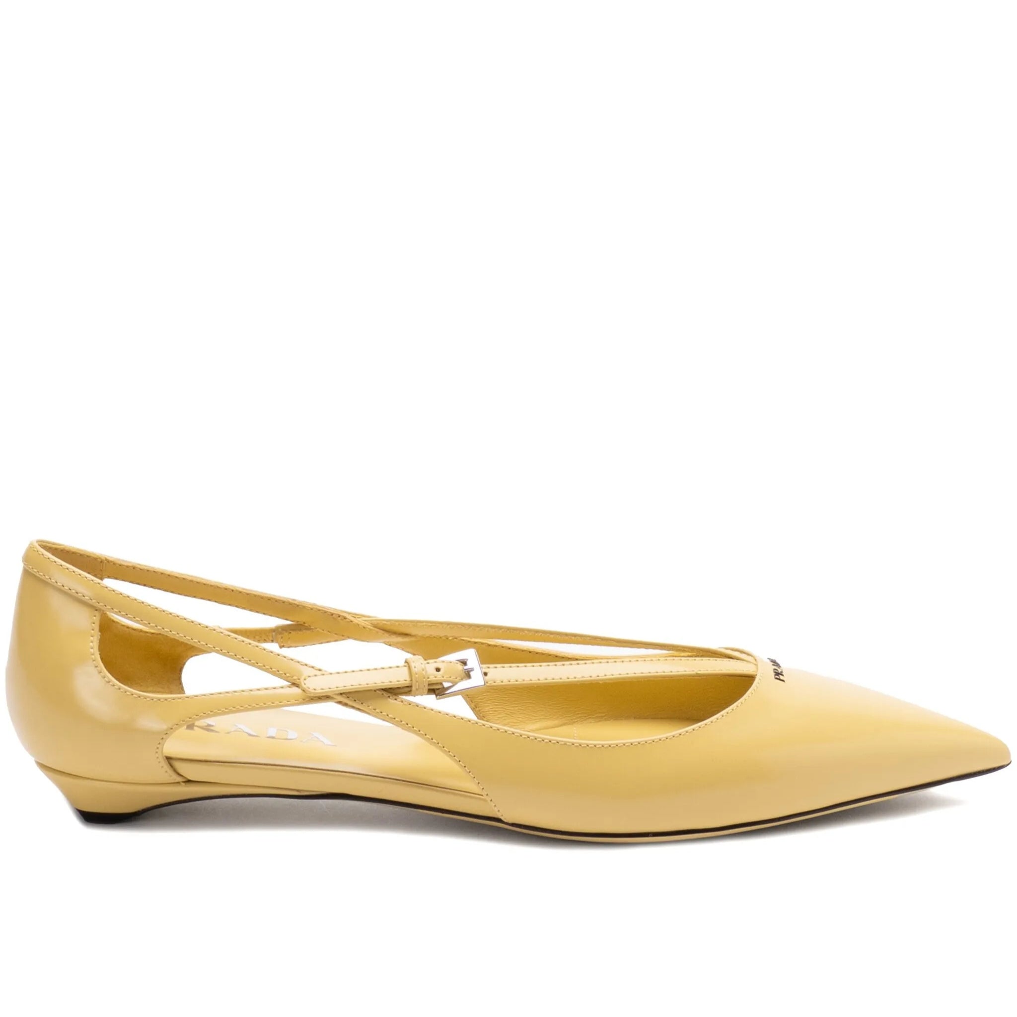 Prada brushed-leather cut-out ballerina shoes
